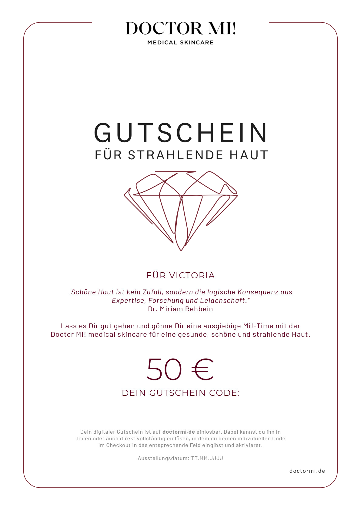 Gutschein ausgefuellt Beispiel